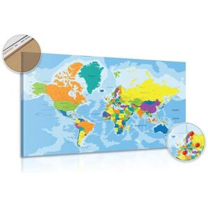 Obraz na korku farebná mapa sveta