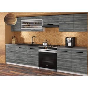 Kuchynská linka Belini 260 cm šedý antracit Glamour Wood s pracovnou doskou Justyna