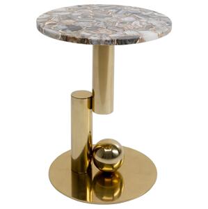 Agate príručný stolík sivo-zlatý Ø46 cm