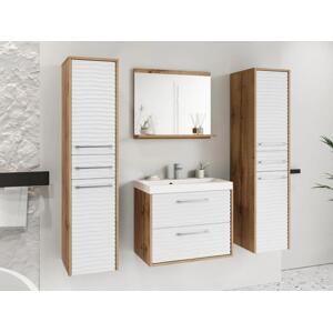 Kúpelňový nábytok Tomeq III, Farby: wotan / biela fala, Sifón: bez sifónu, Umývadlová batéria: nie